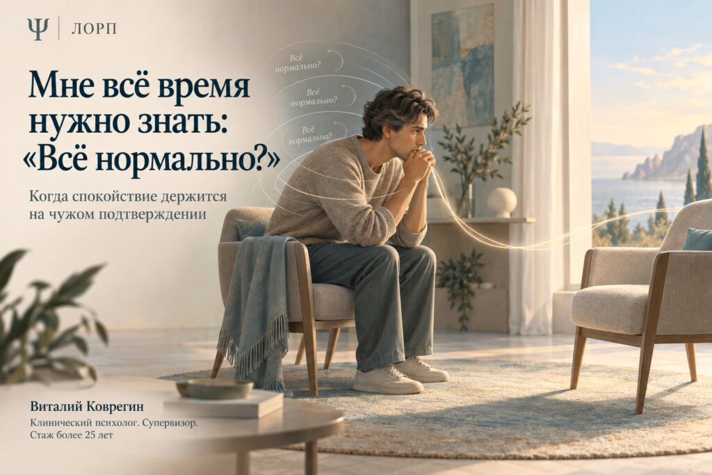 Мне всё время нужно знать: «Всё нормально?»